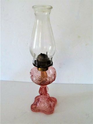 Large Pink Depression Glass Kerosene Lamp