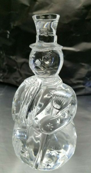 Waterford Crystal Snowman Figurine Paperweight Sculpture