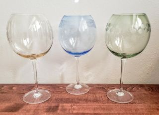 Mikasa Cheers Pastel Balloon Wine Glasses 3pc Set Discontinued