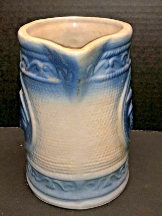 Vintage Antique Salt Glaze Blue Eagle Stoneware Pitcher Shield Arrows Primitive 5