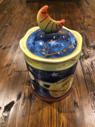 Judith Stiles Pottery Ceramics - Lunar Space Theme Cookie Jar