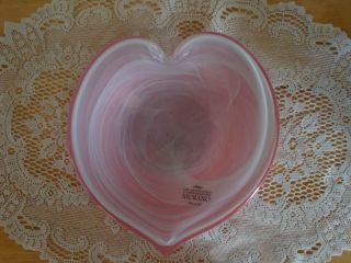 Murano Glass Heart Shaped Dish - Italy - Candy - Nuts - Trinkets - Pink/mauve