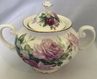 Grace’s Teaware Porcelain SET Shabby Cottage Roses Teapot Sugar Bowl & Creamer 3