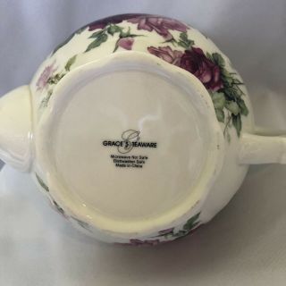Grace’s Teaware Porcelain SET Shabby Cottage Roses Teapot Sugar Bowl & Creamer 5