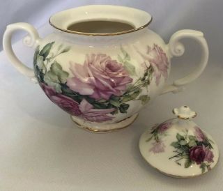 Grace’s Teaware Porcelain SET Shabby Cottage Roses Teapot Sugar Bowl & Creamer 7