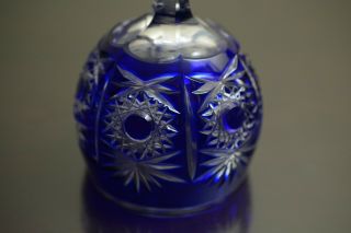 1 German Echt Bleikristall Bohemian Wine Glass Cobalt Blue Cut to Clear Crystal 8