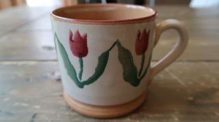 Nicholas Mosse Pottery 2.  75 " Mug Red Tulip Flower