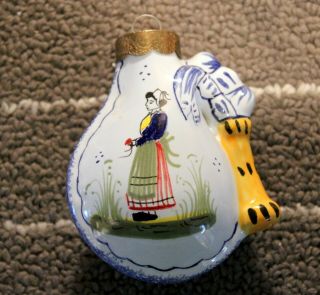 Hb Quimper Pottery Christmas Xmas Ornament French Faience Noel 1992 Bagpipe