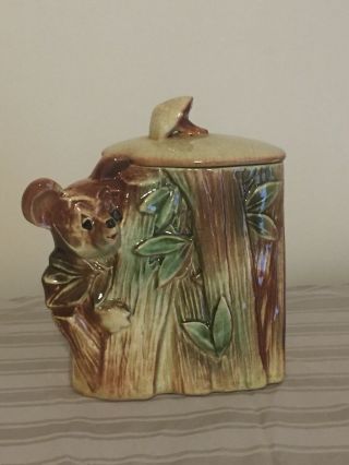Vintage & Rare 1950’s Mccoy Koala Bear Cookie Jar Bamboo Tree Adorable