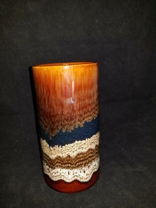 Vintage Mid Century Modern Royal Haeger Pottery Brown Drip Glaze Cylinder Vase 3