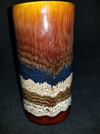 Vintage Mid Century Modern Royal Haeger Pottery Brown Drip Glaze Cylinder Vase 4