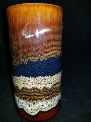Vintage Mid Century Modern Royal Haeger Pottery Brown Drip Glaze Cylinder Vase 5