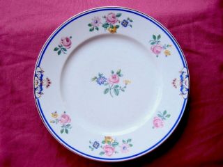 Set Of 12 Charles Ahrenfeldt 10 - 1/2 " Limoges Dinner Plates Pink Roses Floral