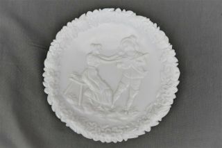 Eapg Opalescent Milk Glass Greentown Mckee Serenade Tryst Courting Couple Plate