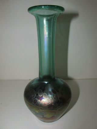 Robert Held,  Canada,  Signed,  Iridescent,  Hand Blown Studio Art Glass Vase - Vgc