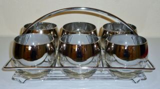 Silver Fade Queens Lusterware Roly Poly Glasses Carrier Caddy Dorothy Thorpe Mcm