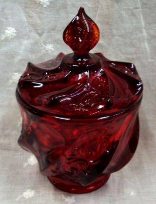 Fenton Art Glass Covered Candy Dish Red Approx.  7.  5 " H