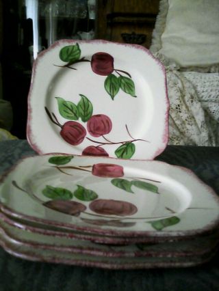 5 Crab Apple By Blue Ridge Southern Pottery.  4 Apple Square Salad Plates