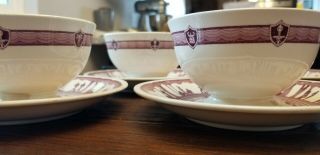 Wedgwood Cornell University Mulberry Tea Cup & Saucer,  1933 Set Of 4