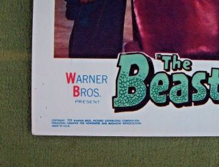 1953 Vintage Movie Lobby Card THE BEAST FROM 20,  000 FATHOMS Warner Bros Horror 2 3