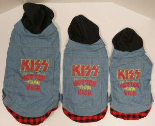 KISS HOTTER THAN HECK PET BLUE JEAN JACKET & HOODIE - NWT - CHOOSE SIZE S,  M,  L 2