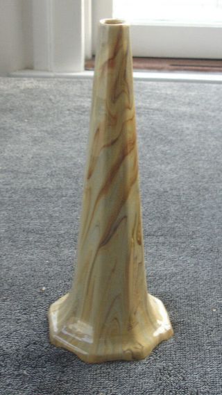 Rare Vintage Weller Marbleized Swirl Tall Bud Vase Brown Ivory Cream 10 " Height