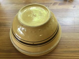 Vintage Yellow Ware Stoneware Mixing Bowl W/ Brown Band Stripe/ 10 " Lg//beehive