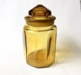 Amber Glass Canister | L E Smith Amber Canister | Vintage Canister | Flour Jar |