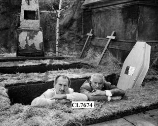 Peter Cushing With Anthony Nelson Keys At Bray Studios For Filming Horror Movie