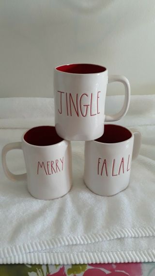 Rae Dunn Set Of Three Mugs Merry Christmas Fa La La And Jingle