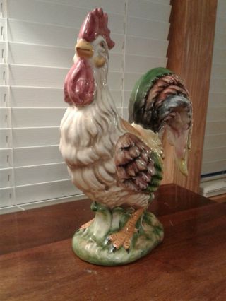 Large Ceramic Rooster Majolica Hand Painted Made In Italy For Gump 