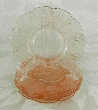 5 Vintage Jeannette Pink Depression Glass Small Plates 6 " Cherry Blossom