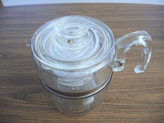 VINTAGE PYREX 9 CUP STOVE TOP COFFEE POT/PERCOLATOR - COMPLETE 4