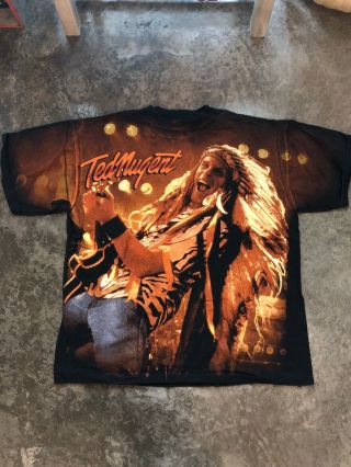 Ted Nugent Spirit Of The Wild Tour T - Shirt Mens Xlarge All Over 1995 Concert
