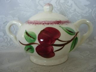 Vintage Blue Ridge Southern Potteries Crab Apple Hand Painted Sugar Bowl - Usa
