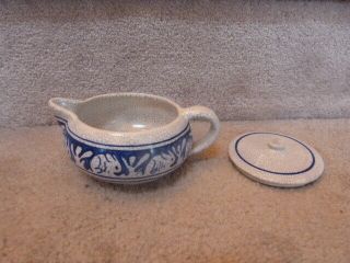 Antique Dedham Crackle Art Pottery Squat Rabbit Creamer & Sugar Bowl Lid 5.  5 "