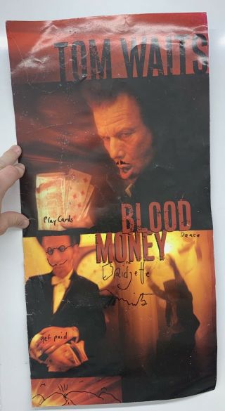 Tom Waits Blood Money Autographed Doodle Promo Rock Poster 24x12 Art