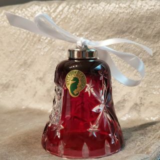Waterford Ruby Red Crystal Bell Snow Ornament Hungary