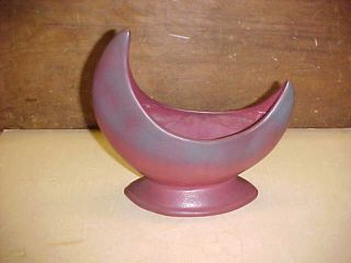 Large Van Briggle Maroon Colored Crescent Shaped Piece -