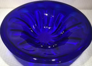 11 1/4” Unique Cobalt Blue Glass Large Serving Bowl Gorgeous