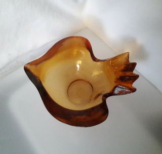 Vintage▪ Viking ▪amber Glass Bird Ashtray Bowl▪ Mid Century ▪excellent Cond