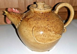 Older Otis Norris & Crystal Sulliban Pottery Rooster Teapot - Folk Art - 2003