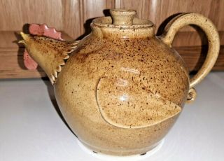 Older Otis Norris & Crystal Sulliban Pottery Rooster Teapot - Folk Art - 2003 2