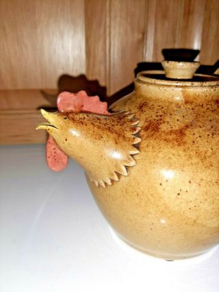Older Otis Norris & Crystal Sulliban Pottery Rooster Teapot - Folk Art - 2003 3