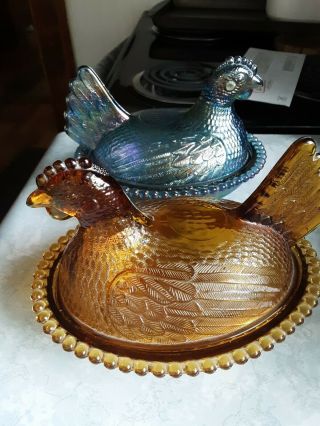 Indiana Glass Hen On Nest Candy Dishes With Lids.