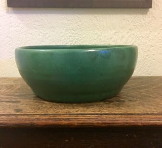 Zanesville Stoneware Pottery Matte Green Art Bowl Arts & Crafts Stickler Era