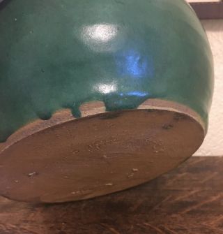 Zanesville Stoneware Pottery Matte Green Art Bowl Arts & Crafts Stickler Era 6