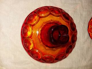 Lg.  L.  E.  Smith Red Amberina Pedestal Compote Moon and Stars Covered Candy Dish 6