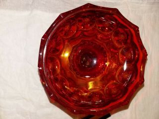 Lg.  L.  E.  Smith Red Amberina Pedestal Compote Moon and Stars Covered Candy Dish 7