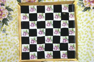 Retired Mackenzie Childs Torquay Checker Board Floral 9 1/4 